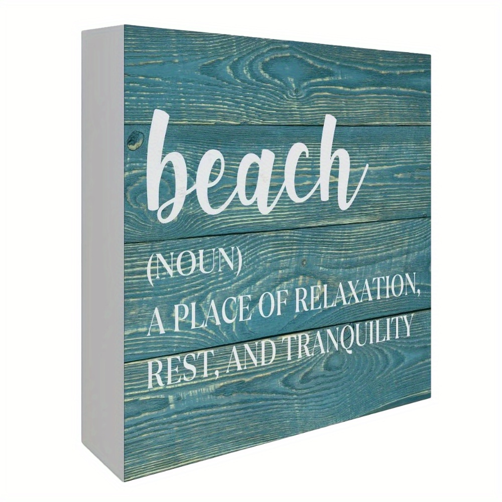 TEMU 1pc, Summer Beach Retro Style Square Foam Pvc Desktop Ornament, Home Decor, Party Decorations Supplies, Art Craft Ornament, Party Decorations