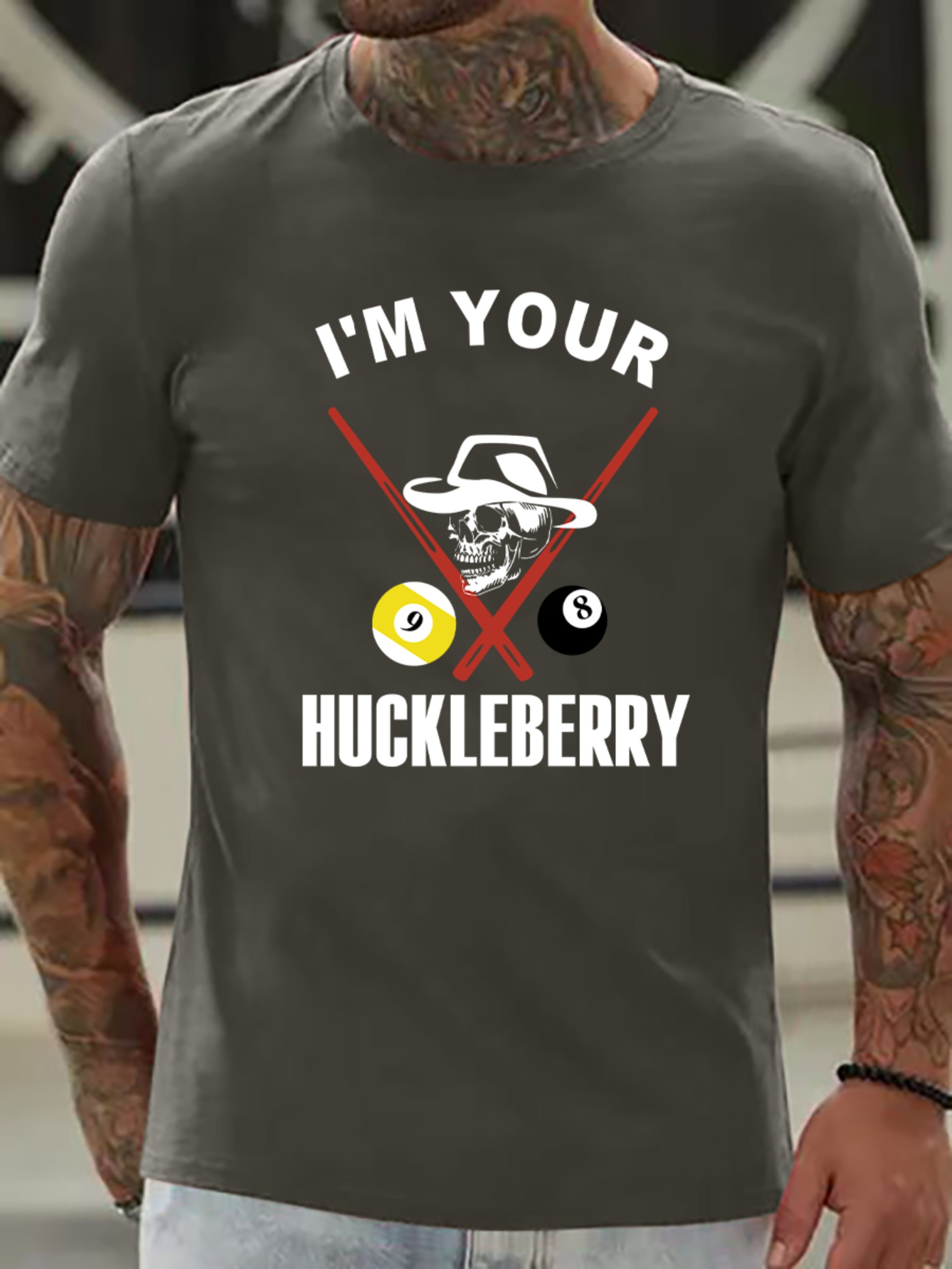 'm Huckleberry Print T Shirt Tees Men Casual Short Sleeve T - Temu Canada