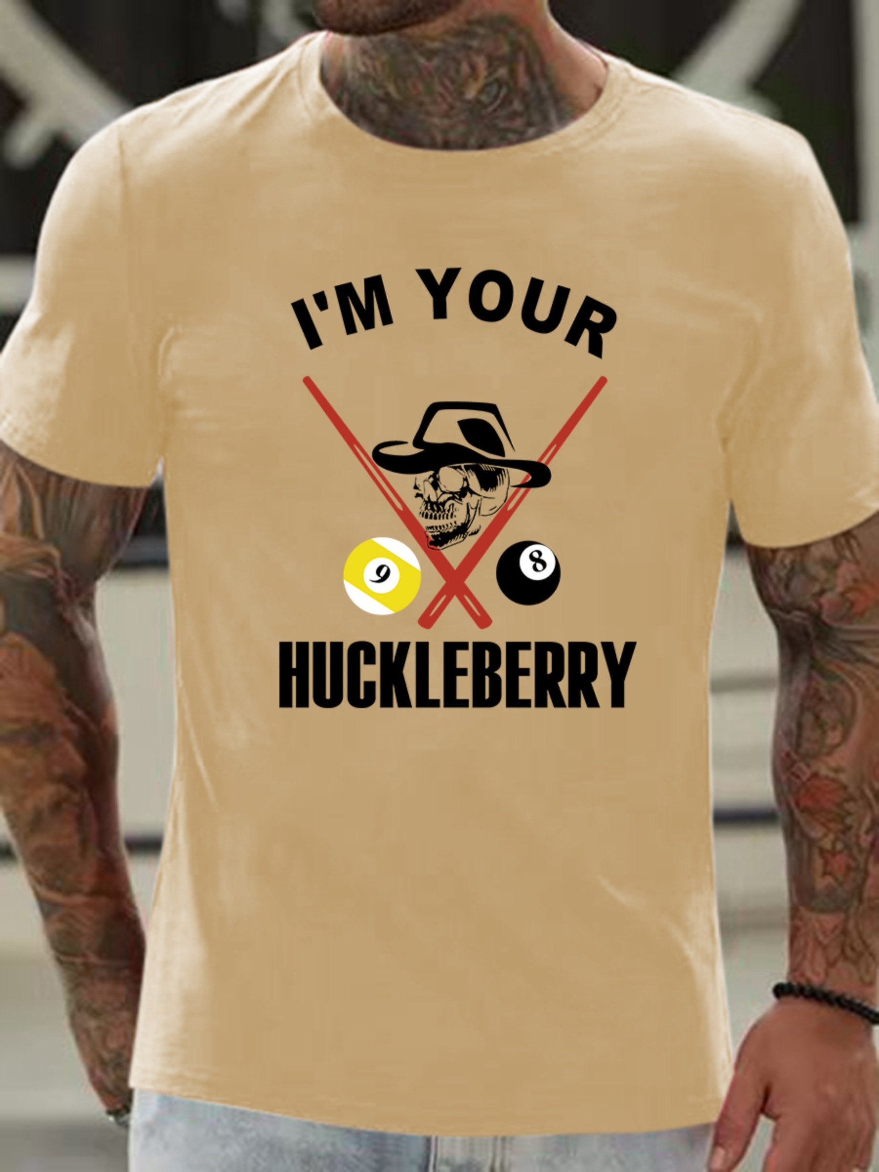 'm Huckleberry Print T Shirt Tees Men Casual Short Sleeve T - Temu Canada