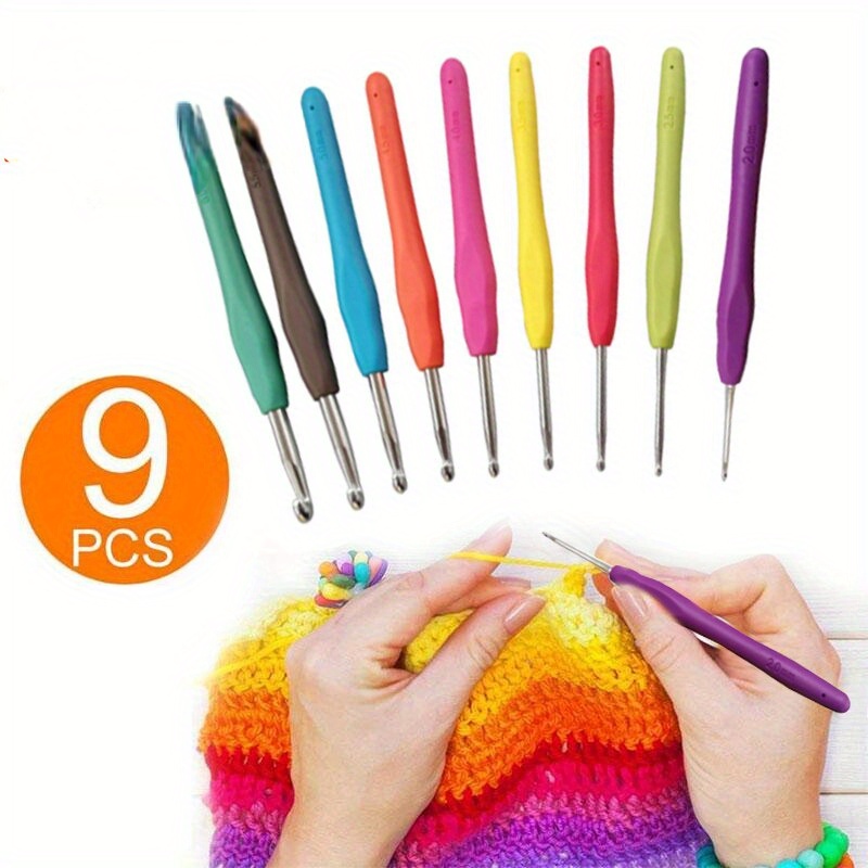 

9pcs Crochet Hooks Set, Crochet Hooks Ergonomic Soft Grip For Arthritic Hands Crochet Needle Set And Crochet Accessories For Beginners