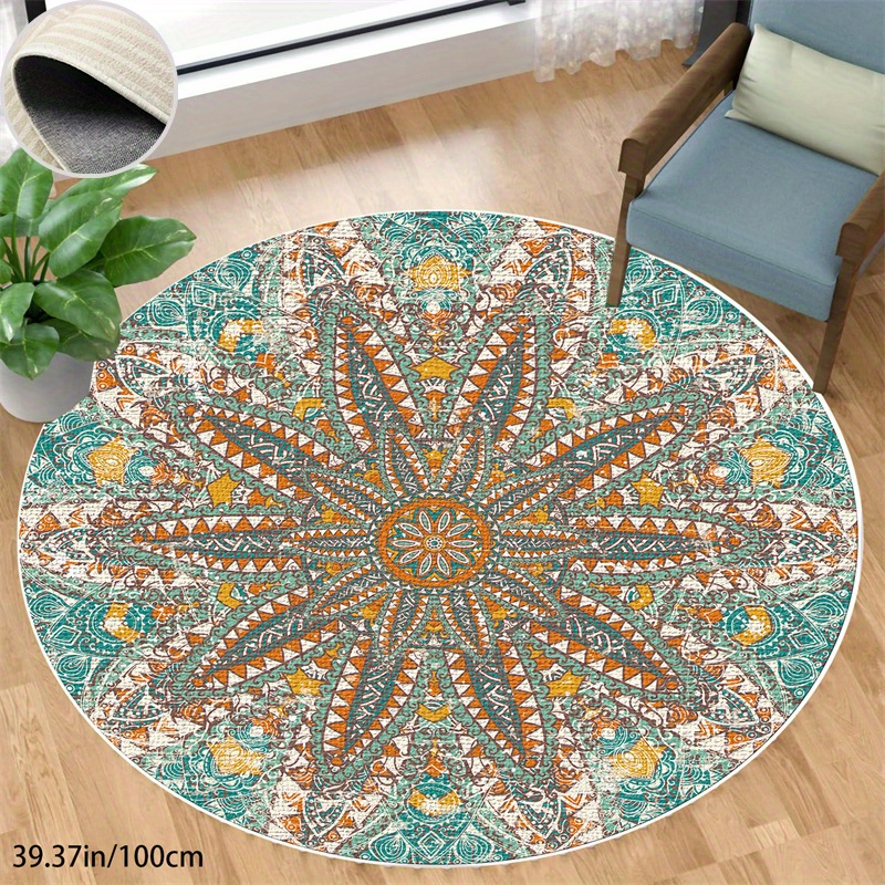 

Area Rugs For Bedroom Living Room Machine Washable Large Modern Abstract Print Soft Entryway Runner Rug, Non Slip Carpet Brown Round For Office