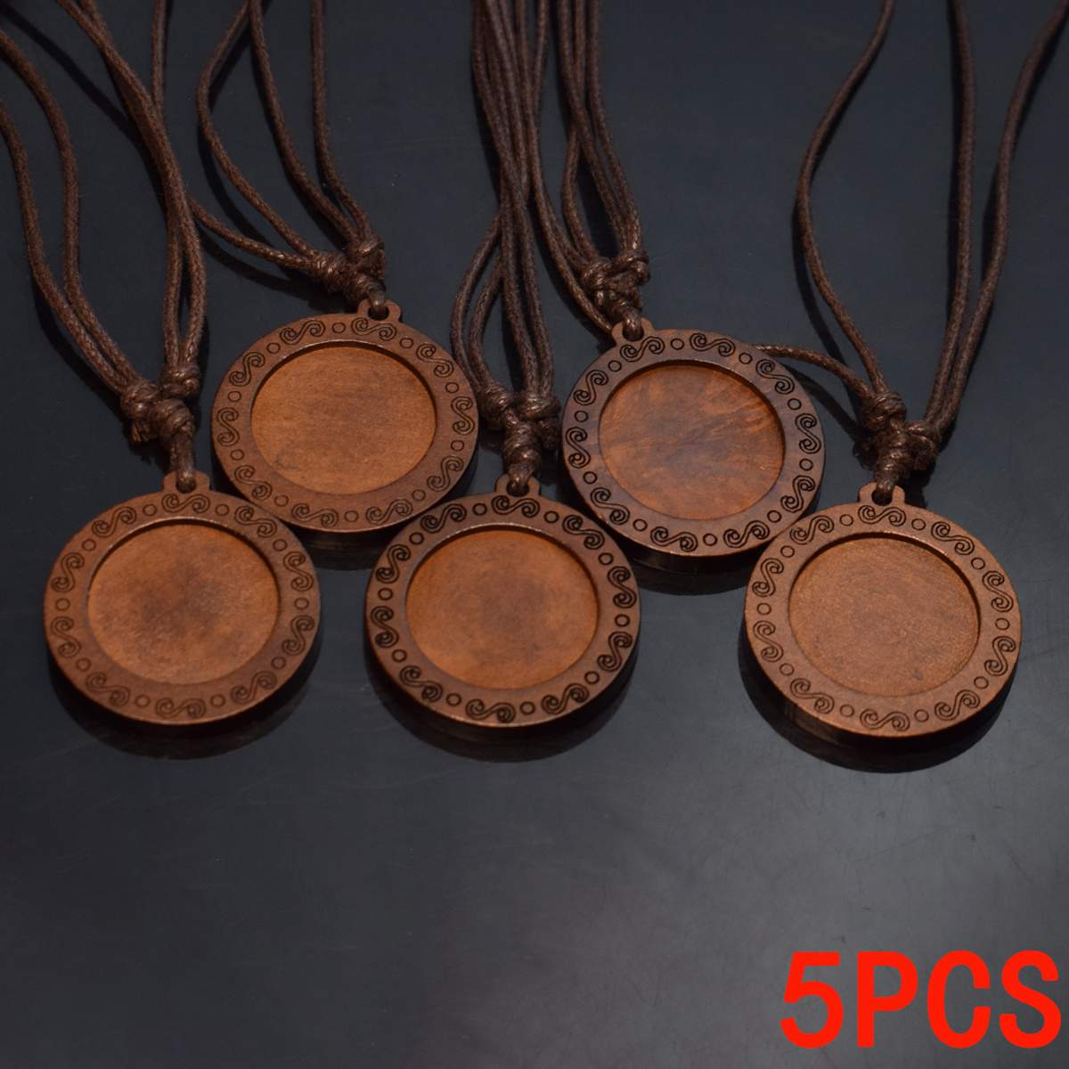 TEMU Lot de 5 pièces - Fournitures pour la création de bijoux - Chaîne en corde ajustable avec base en bois vierge - Accessoires pour bijoux