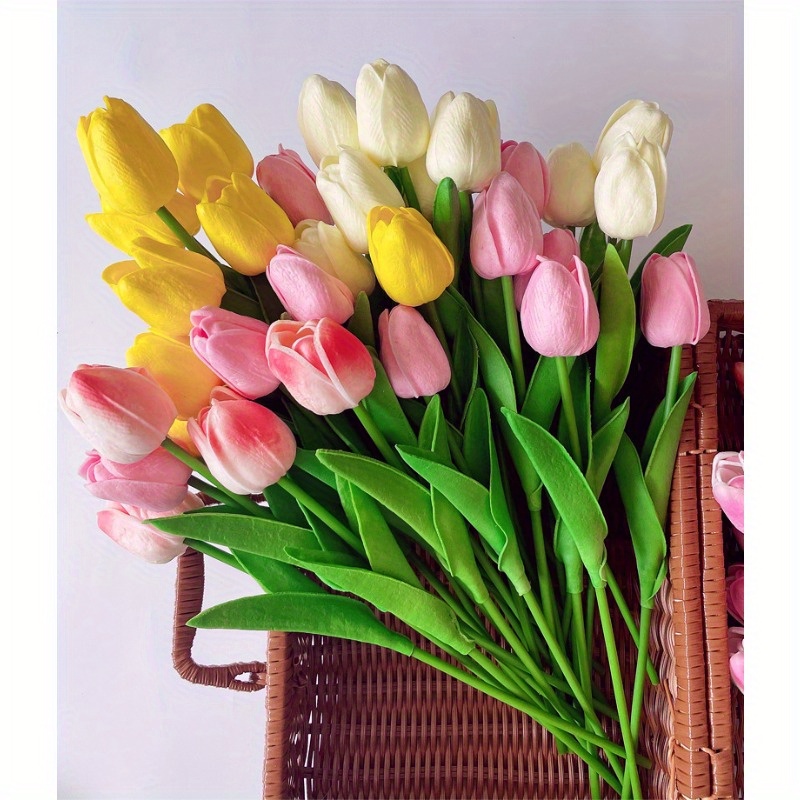 Multicolor Tulips ArtificialFlowers Tulip Stems Real Feel Tulips For  Wedding Bouquet Floral Arrangement Cemetery Table Décor - AliExpress