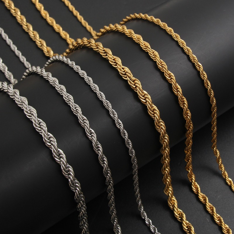  Collar de cadena de cuerda para hombre, collar de cadena de acero  inoxidable de 0.118 in de ancho para hombre, collar de regalo de joyería  para hombre : Ropa, Zapatos y