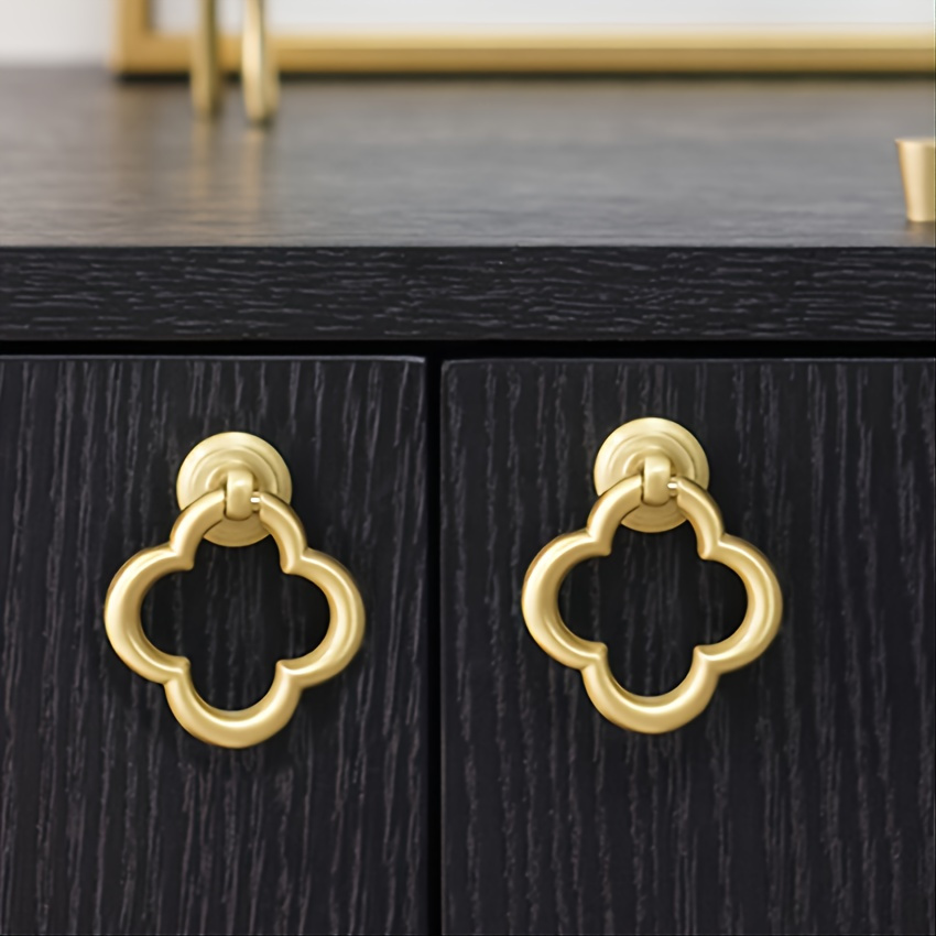 

2pcs/set Cabinet Knobs Pulls, Vintage Modern Brushed Brass Kitchen Cupboard Knobs, Handles For Wardrobe Cabinet Drawer