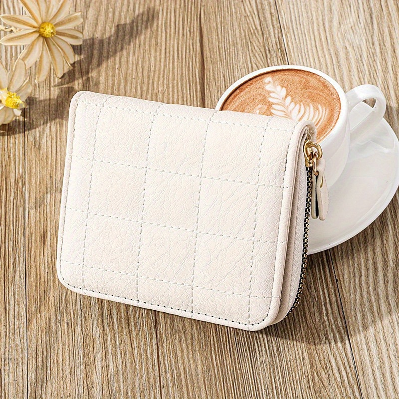 1 Pc Mini Minimalist Short Wallet, Solid Color Zipper Around Coin Purse, Versatile Credit Card Holder