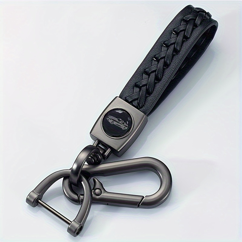 

1pc Braided Leather Rope Car Keychain For Men, Business Pendant Keychain For Men, Creative Lanyard Key Ring, Car Accessories