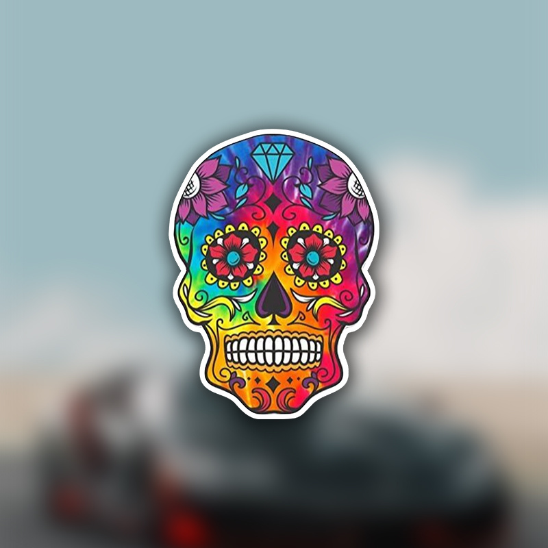 Sugar Skull Dia de los Muertos - 12 Vinyl Sticker Waterproof Decal 