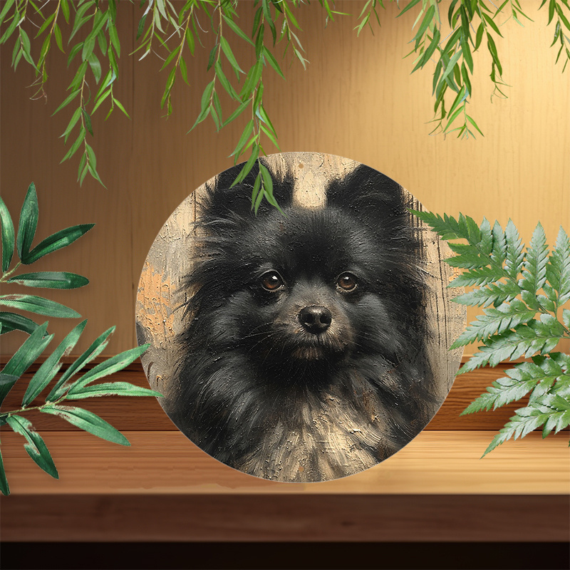 

1pc 8x8inch (20x20cm) Round Aluminum Sign Metal Sign Pomeranian Sign For Home Garden Kitchen