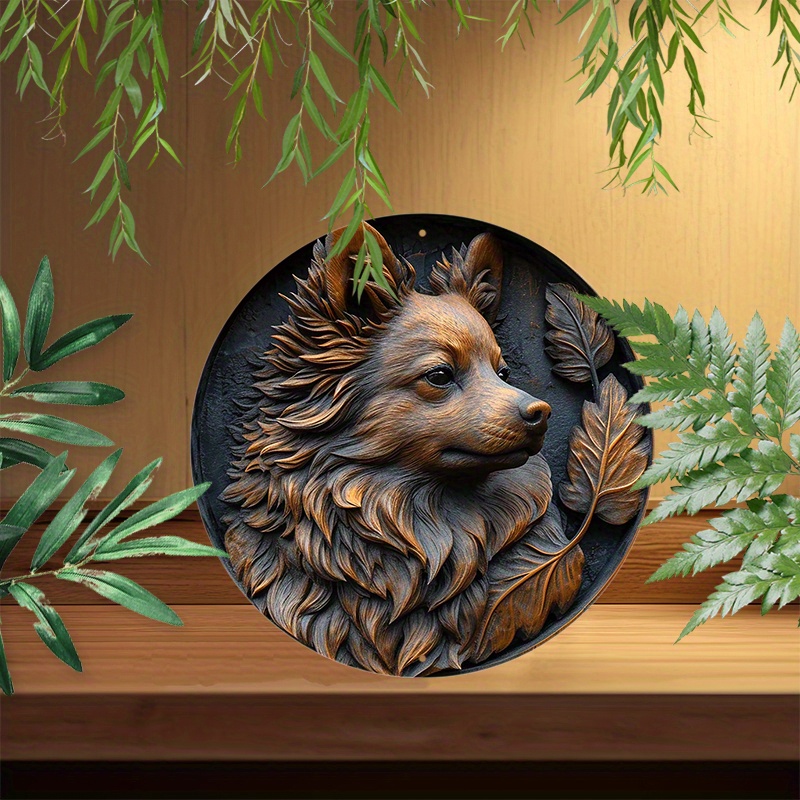 

1pc 8x8inch (20x20cm) Round Aluminum Sign Metal Sign Pomeranian Sign For Cafe Restaurant Garage