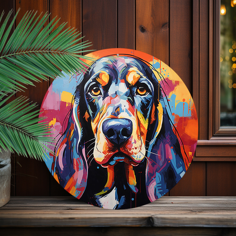 

1pc 8x8inch (20x20cm) Round Aluminum Sign Metal Sign Basset Hound Wall Decor For Home Gate Garden