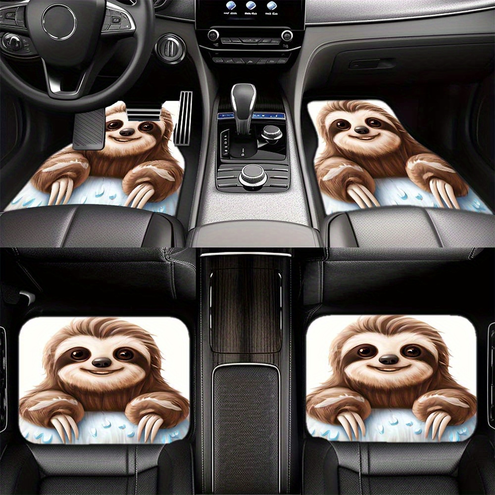 TEMU 1pc/2pcs/4pcs Car Floor Classic Pattern To Relax The Lazy Cute Animal Pattern Floor Luxury Front And Rear Seat Decoration Thick Felt Machine