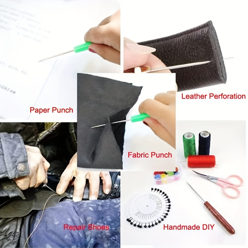 

20pcs Plastic Handle Awl, Manual Diy Sewing, Pinprick, Leather Clothing Tool, Thousand Pieces, Shoe Pick Needle, Drill Hole, Suitable For Sewing, Fabric, Tent, Leather, Paper Tool, Needlework