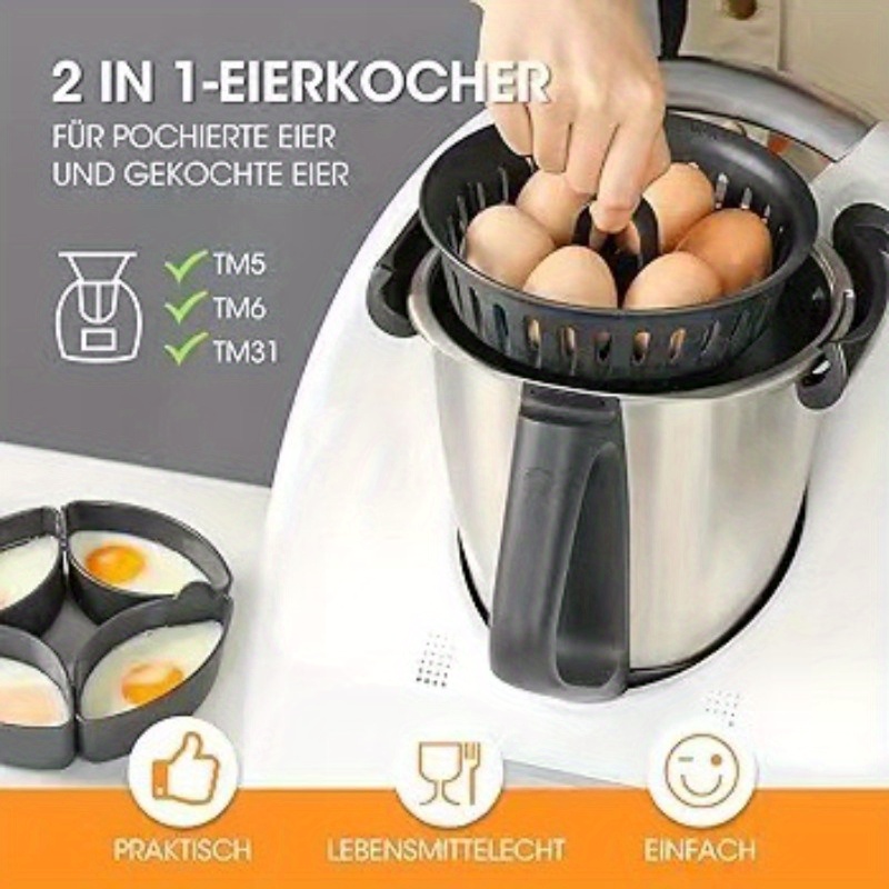 

1pc Egg Steamer, Tm5 Tm6 Tm31 Suitable Egg Steamer, 2 In 1 Egg Holder, Kitchen Gadgets, Four-grid Egg Steamer, Household Poached Egg Egg Steamer Bowl, Egg Cooker