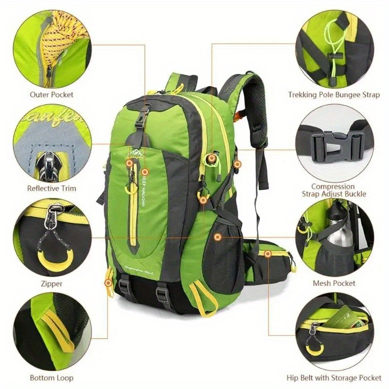 Sac à Dos De Voyage 40L En Nylon - Imperméable - Rouge - Idéal Camping Randonnée - Neuf