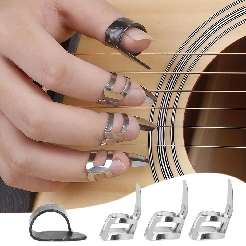 

4pcs Guitar Pick -metal Finger Picks And Thumb Picks Set For Guitar, Banjo Or Ukulele. -use It To Play The Guitar Better