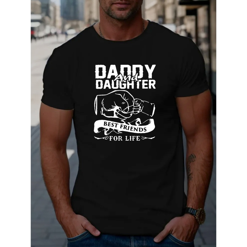 

Dad And Daughter Print T Shirt, Tees For Men, Casual Short Sleeve T-shirt For Summer
