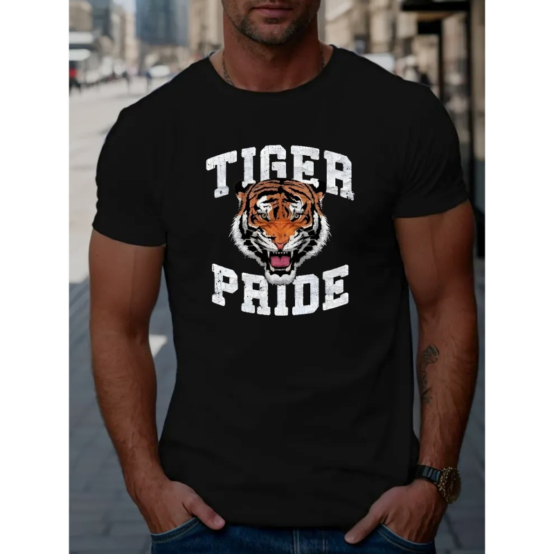 

Tiger Pride Print T Shirt, Tees For Men, Casual Short Sleeve T-shirt For Summer