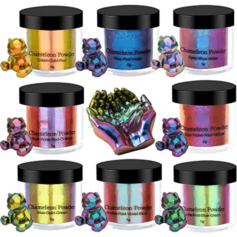

8pcs Chameleon Mica Powder Color Changing Mica Powder, Used For Epoxy Resin Dye Supplies Holographic Glitter Powder Acrylic Paint, Slime Dye Supplies