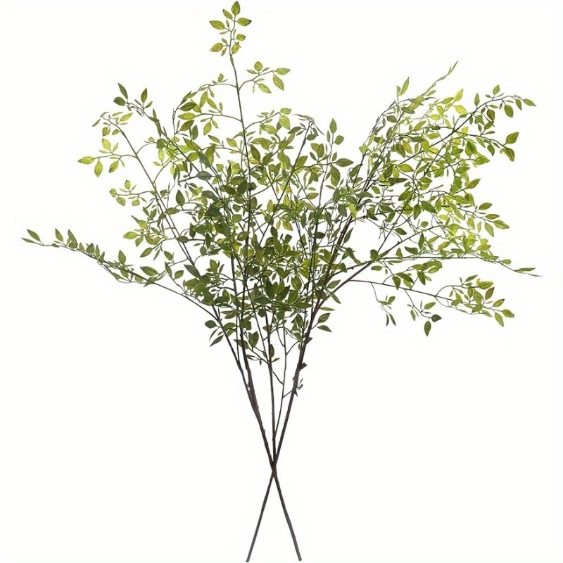 

2pcs, 43.3inch Artificial Plants, Green Nandina Faux Branches For Vase,artificial Plants For Shop Garden Office Home Decor Vases Floral Arrangement Bouquets Wedding Greenery Decor