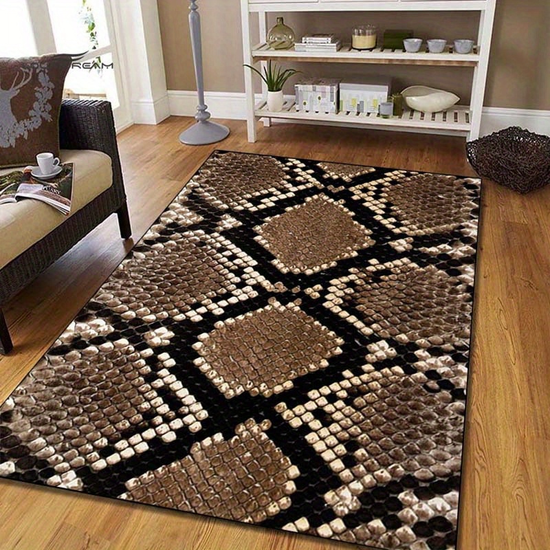 

800g/m2 Crystal Velvet 3d Snake Python Skin Printed Carpet For Living Room Bedroom Doormat Animal Floor Mat Anti-slip Area Rug Home Decor Gifts