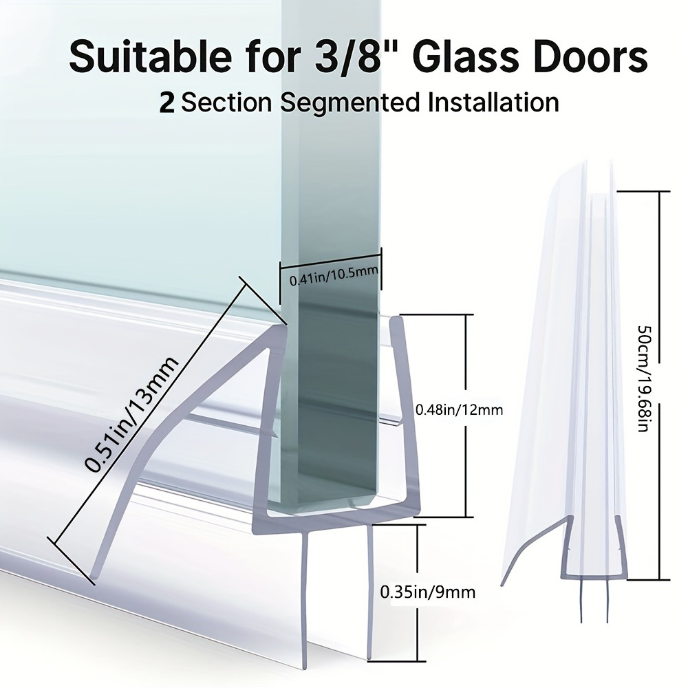 1 2pcs frameless shower door bottom seal stop shower leaks and create a water barrier 3 8inch 19 68 x2