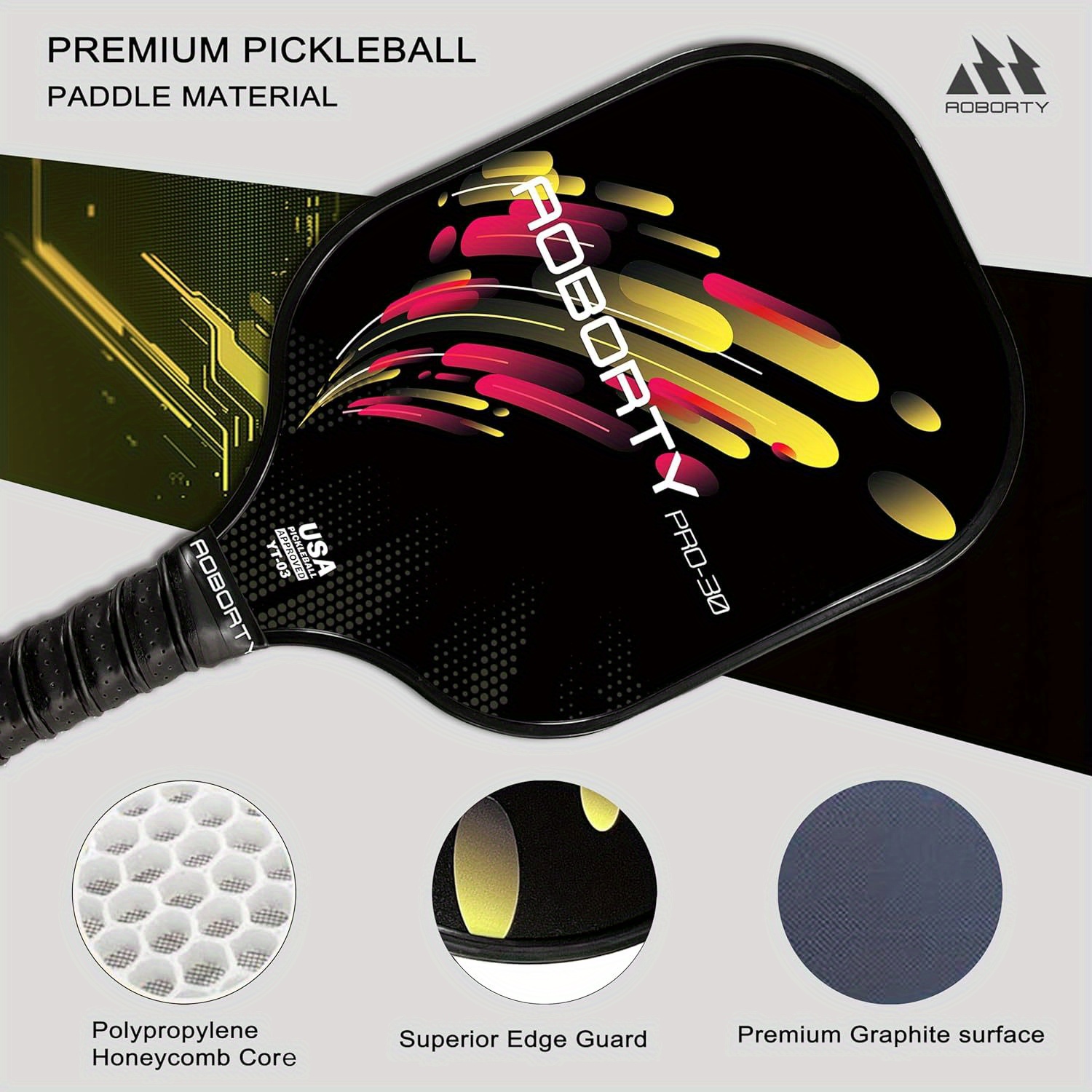 Pickleball Paddles Set of outlets 2, Graphite Fiber Face & Polymer Honeycomb Core Pickle