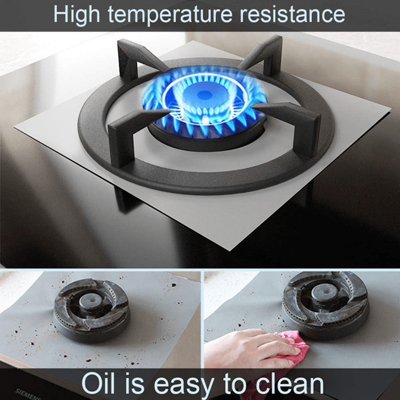 4 pack non stick reusable gas stove burner covers cuttable heat resistant synthetic fiber oil proof   washable stovetop protection pads easy to clean kitchen accessory without electricity details 4