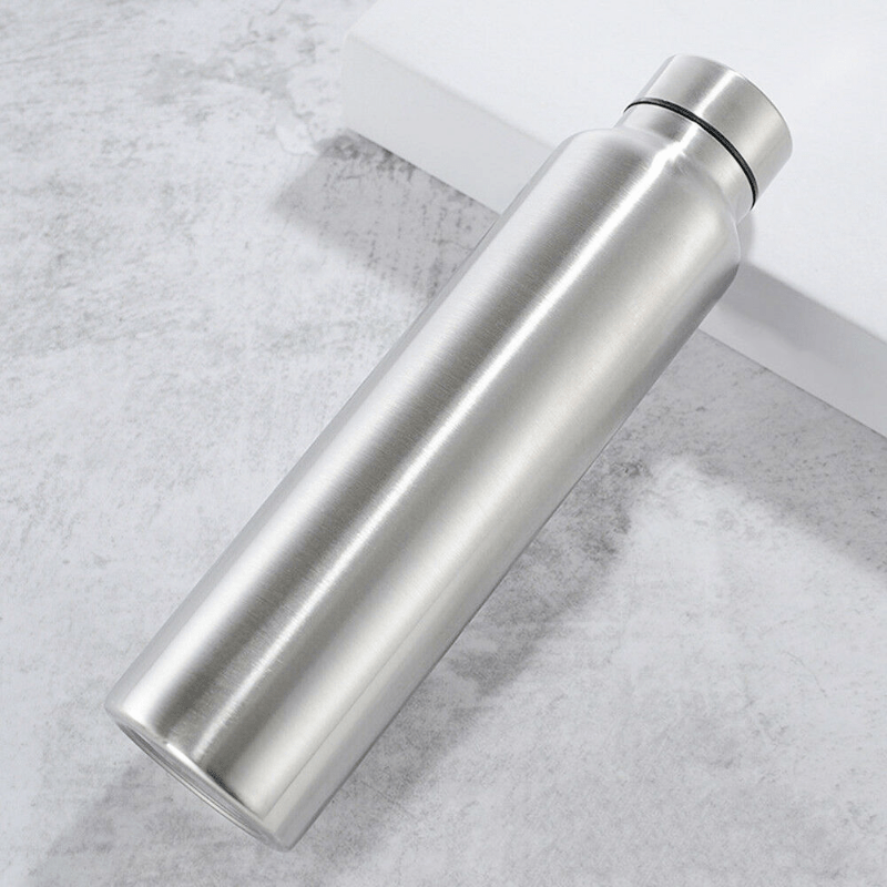 

1pc 1000ml Durable Stainless Steel Sports Water Bottle, Single Insulated Mug For Hiking, Camping And Biking
