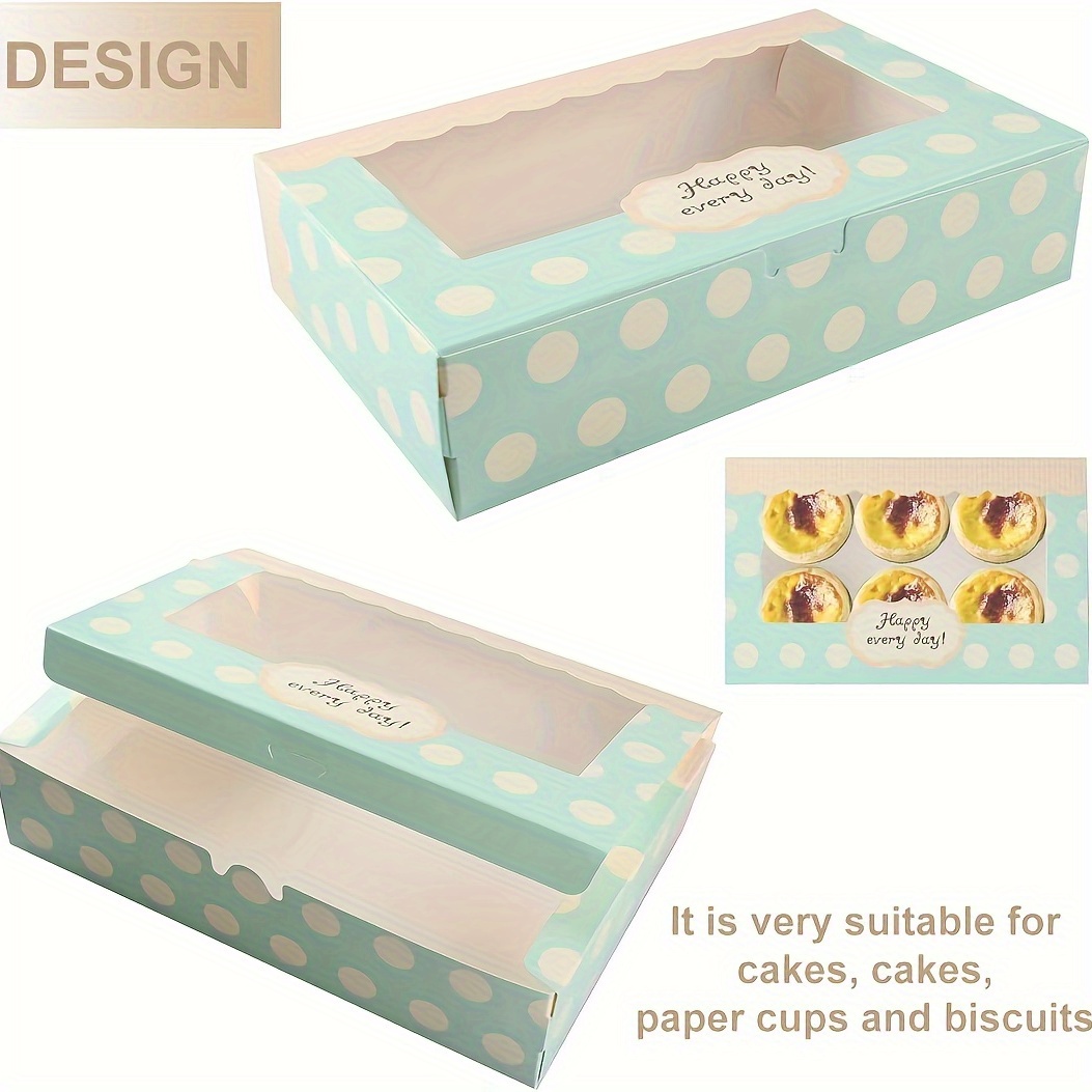 

10pcs, Cake Boxes With Window (8.46"* 5.31"), For Cupcakes, Cookie, Pastries, 6 Cavity Gift Box For Bakery, Packaging Gift Boxes, Bakery Container, Kitchen Accessories