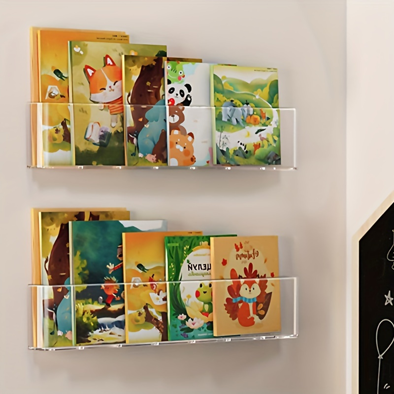 

1pc Acrylic Wall Hanging, Book Display Shelf, Illustrated Book Shelf, Simple No-punch Wall Mounted Bookshelf, Room Aisle Wall Book And Newspaper Shelf
