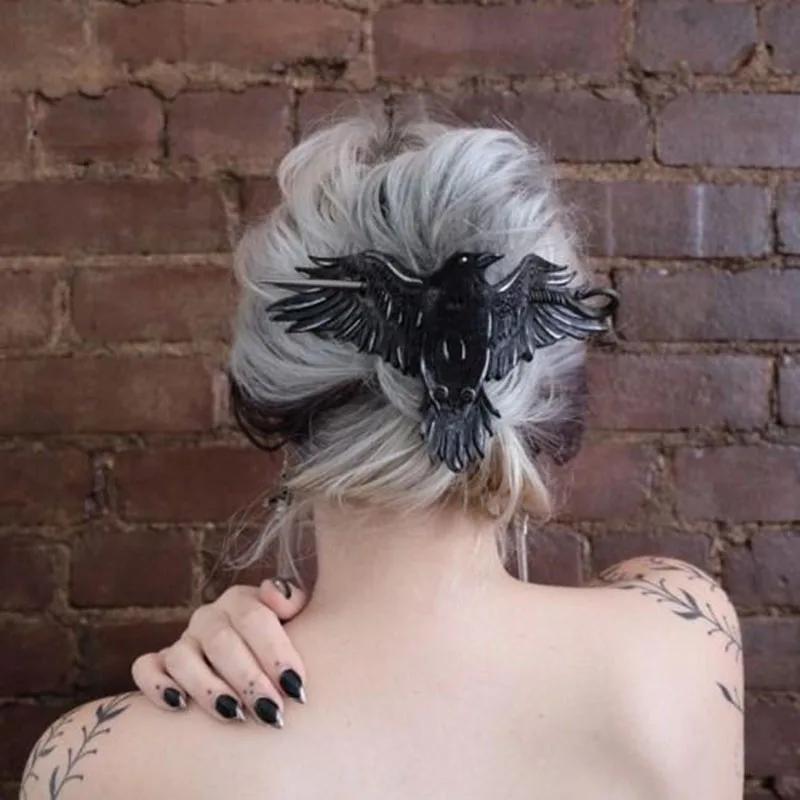 Vintage Crow Decorative Hair Pin Gothic Style Hair Dish Hair Bun Maker Trendy Hair Accessories For Party Wear details 0