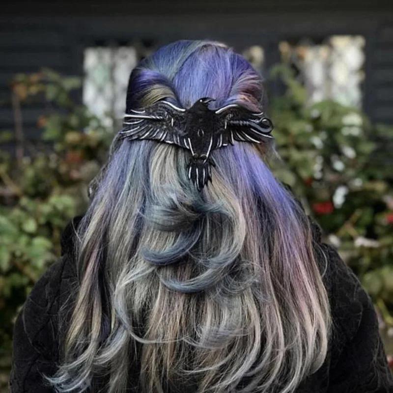 Vintage Crow Decorative Hair Pin Gothic Style Hair Dish Hair Bun Maker Trendy Hair Accessories For Party Wear details 1