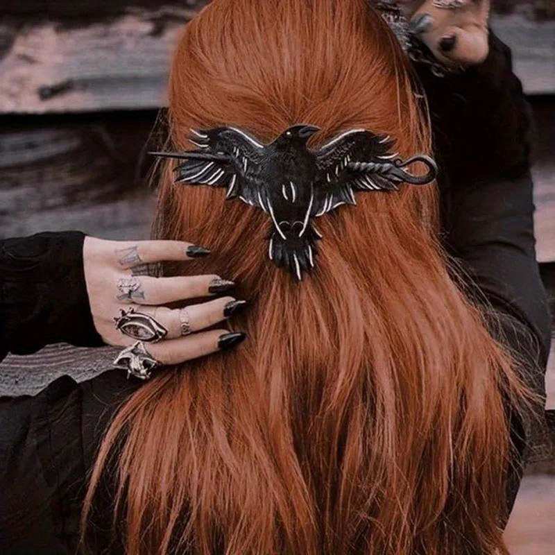 Vintage Crow Decorative Hair Pin Gothic Style Hair Dish Hair Bun Maker Trendy Hair Accessories For Party Wear details 2