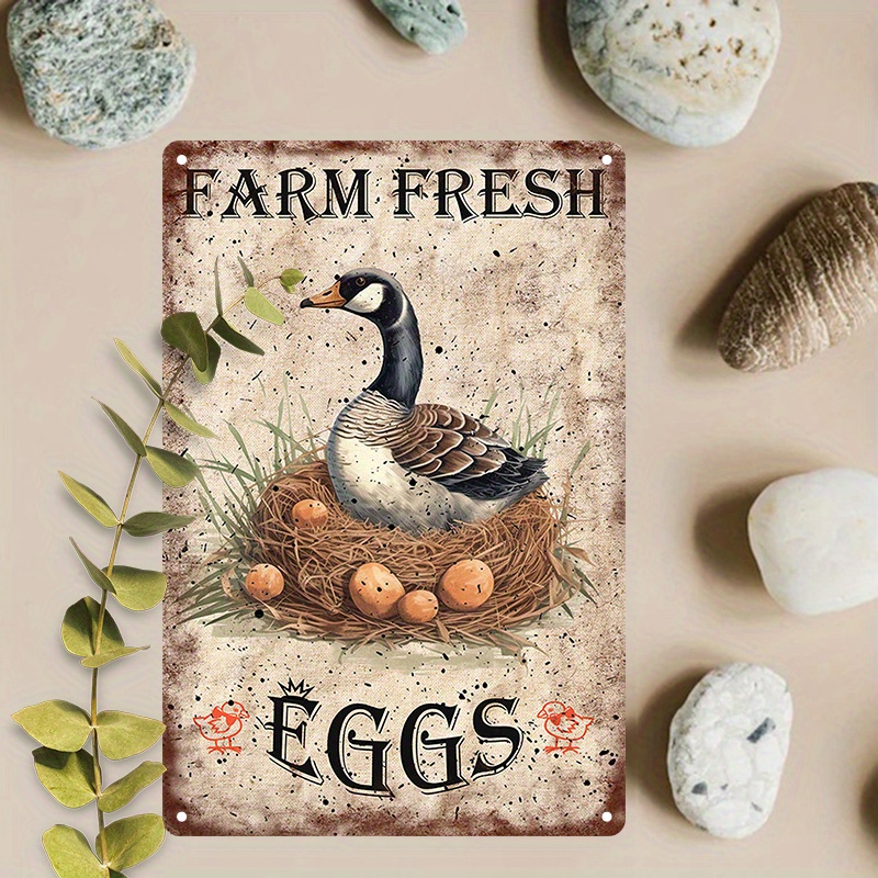 

1pc 8x12inch (20x30cm) Aluminum Sign Metal Sign, Farm Sign Fresh Eggs Sign Vintage Tin Sign Rooster Decor Farmers Market Duck Sign Duck Wall Decor