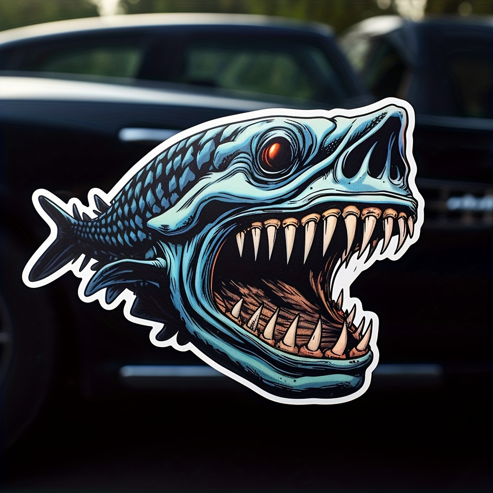 Upgrade Ride A Unique Piranha Skull Fish Car Decal - Temu United Kingdom