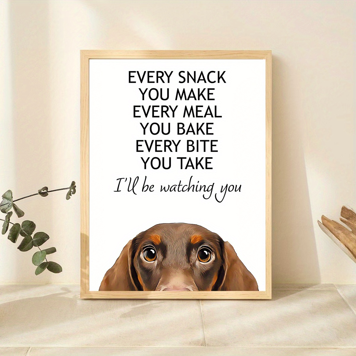 

30*40cm Thickened Canvas Painting, Upgraded Roll Packaging, Waterproof, Light-proof And Antioxidant, Interesting Animal Print, Dog Poster, Cute Hungry Fun Peeping Chocolate Dachshund