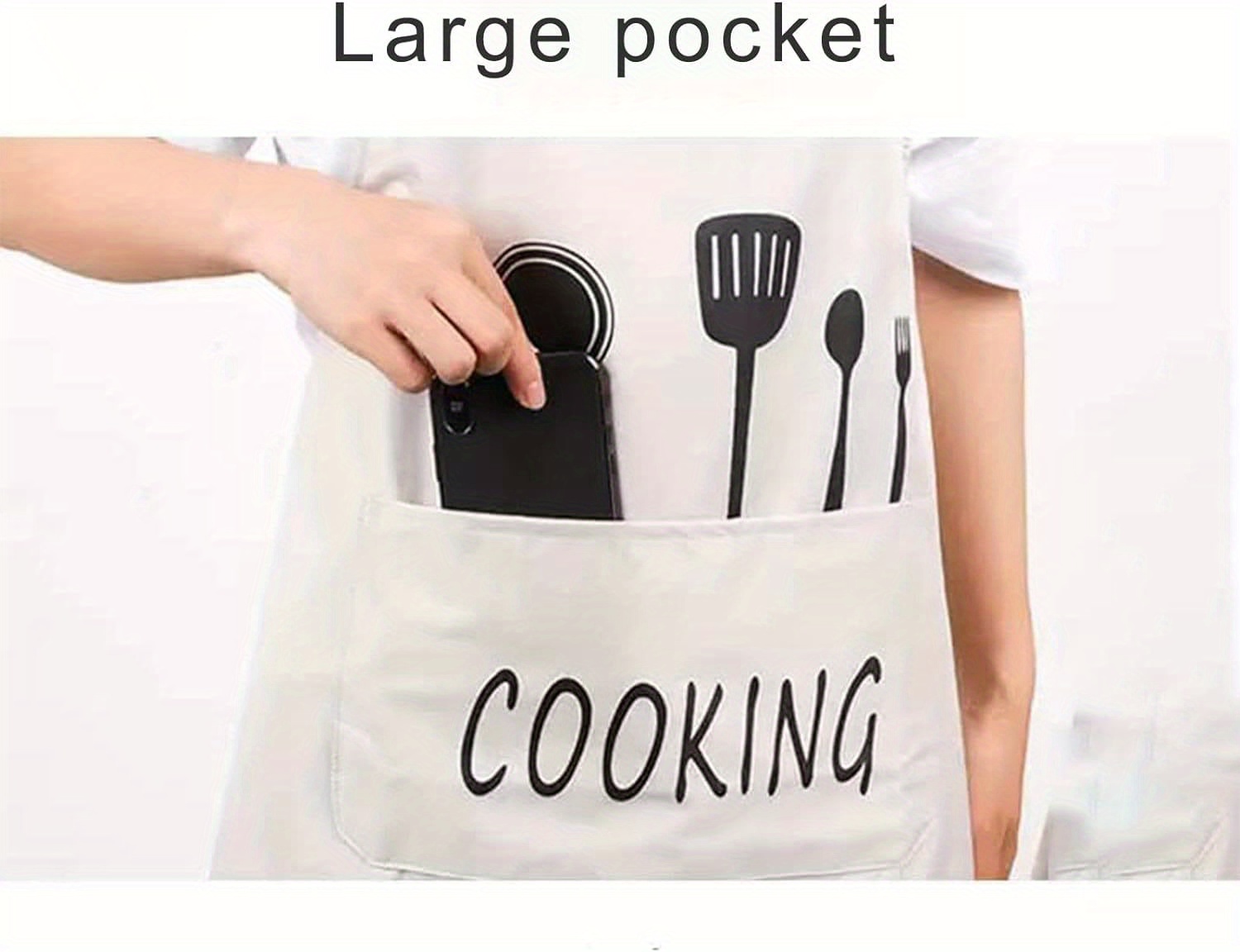 waterproof kitchen apron with hand wipe pockets large   pvc cooking baking apron for women details 0