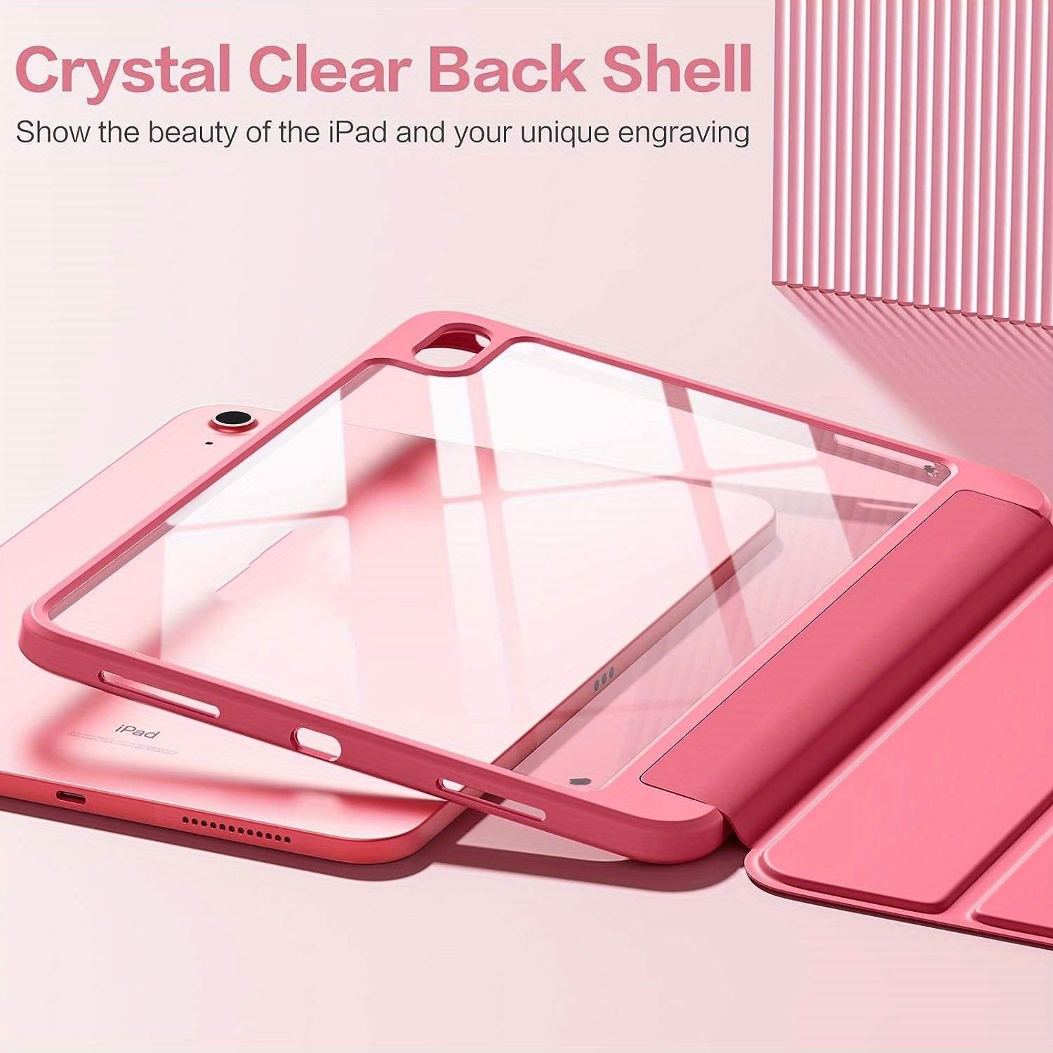 

Case Compatible With Ipad 10th Generation 2022 10.9 Inch With Pencil Holder, Slim Protective Cover With Clear Back Shell For Ipad 10th Gen A2696 A2757 A2777, Auto Wake/sleep, Watermelon Pink