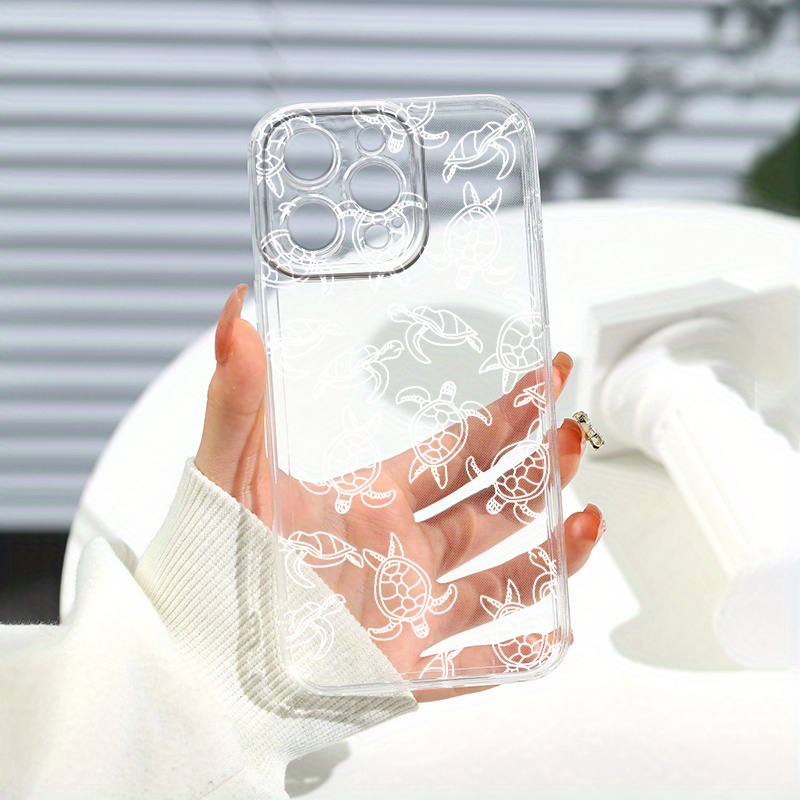 

Luxury Transparent Silicone Pattern White Turtle Phone Case For Iphone 15 14 13 12 11 Pro Max Xr X Xs 7 8 14 15 Plus Se 2020 Clear Bumper Shockproof Soft Cover