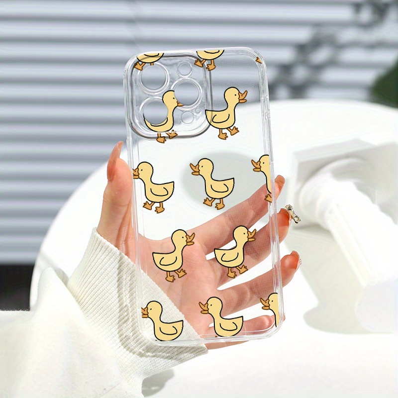 

Luxury Transparent Silicone Pattern Cartoon Duck Phone Case For Iphone 15 14 13 12 11 Pro Max Xr X Xs 7 8 14 15 Plus Se 2020 Clear Bumper Shockproof Soft Cover