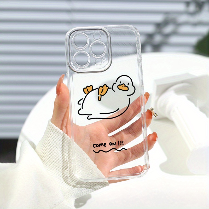 

Luxury Transparent Silicone Pattern Cartoon Duck Phone Case For 15 14 13 12 11 Pro Max Xr X Xs 7 8 14 15 Plus Se 2020 Clear Bumper Shockproof Soft Cover
