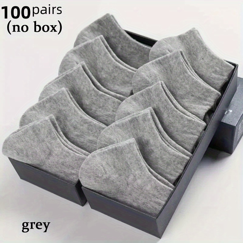 TEMU 100 Pairs Unisex Short Socks | Black, White, Grey, Thin, Comfortable, Breathable, Sweat Absorbent, Hand Wash Or , Rwsefk Brand, Sweat-resistant