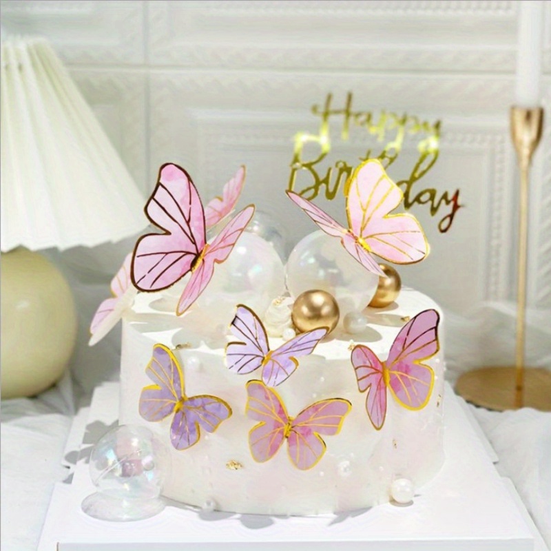 5pcs cake decoration sets cake toppers butterflies shaped cake inserts cupcake plug in for home gathering birthday wedding party party supplies cake decors