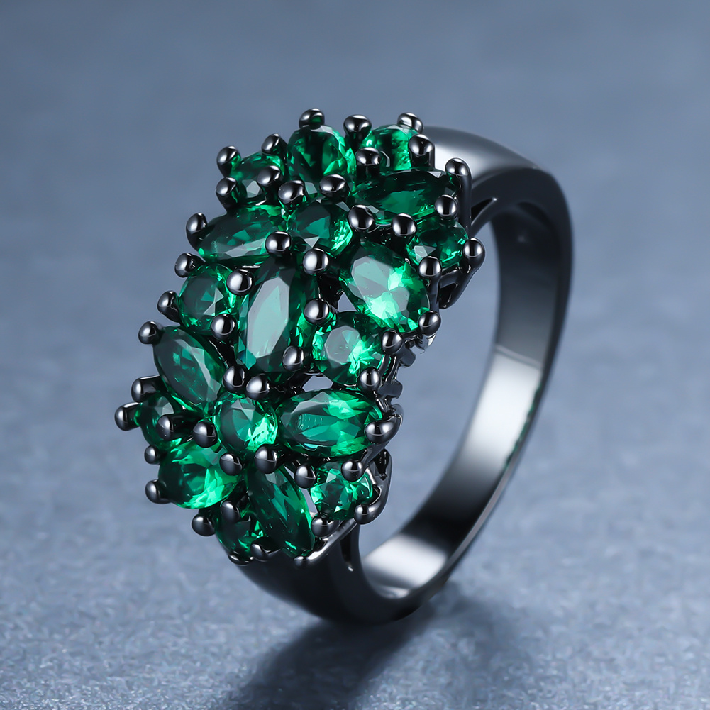 

Inlaid Green Color Zirconia Band Ring Design Luxury Copper Finger Ring Jewelry Accessory