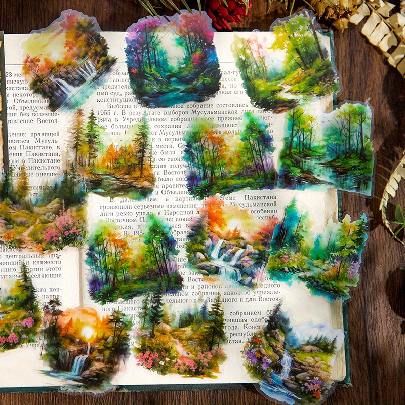 

30pcs/pack Pet Stickers Retro Forest Waste Hand Account Diy Material Decorative Stickers Suitable For Scrapbook Journal Planner Greeting Card, Water Cup, Mobile Phone