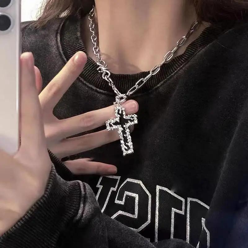 new gothic punk cross pendant necklace women men unisex y2k - Temu