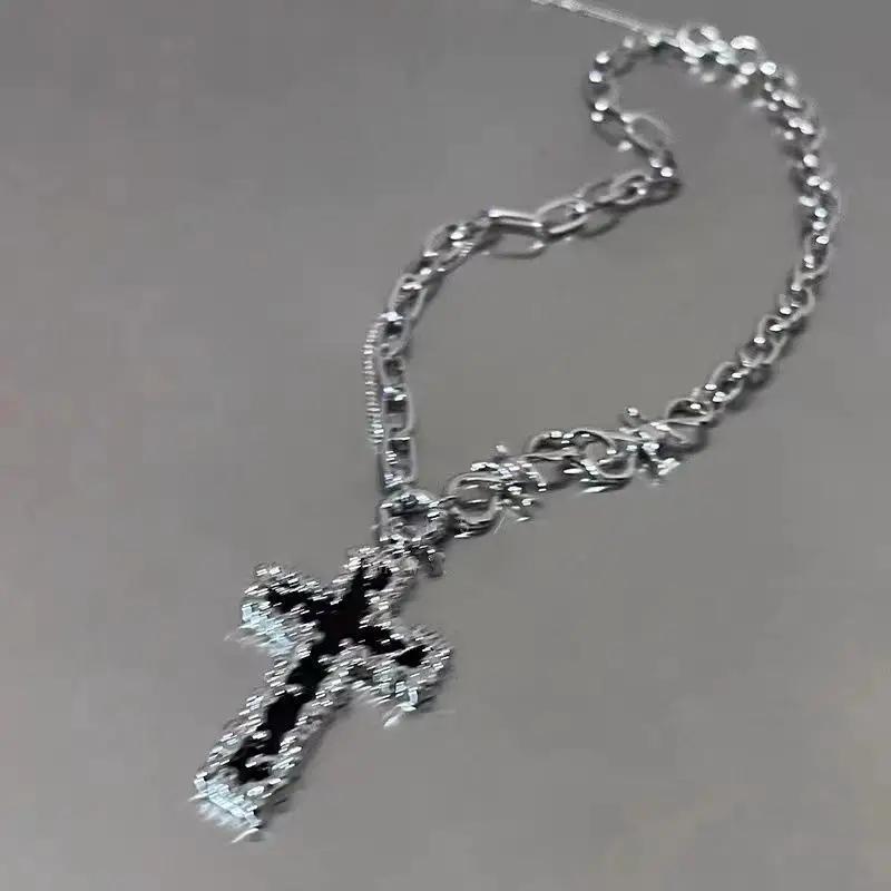 new gothic punk cross pendant necklace women men unisex y2k - Temu