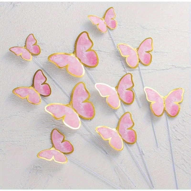 5pcs cake decoration sets cake toppers butterflies shaped cake inserts cupcake plug in for home gathering birthday wedding party party supplies cake decors