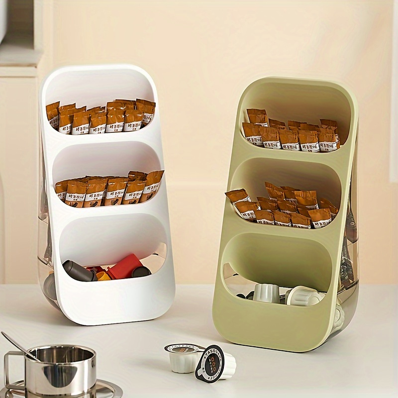

1pc Coffee Bag Tea Bag Organizer, Clear Plastic Storage Holder Box, Multi-layer Storage Bin For Sugar Packet Coffee Bag Spice Pouch, Finishing Storage Holder For Kitchen, Cabinet, Countertop, Etc